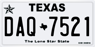 TX license plate DAQ7521