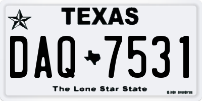 TX license plate DAQ7531