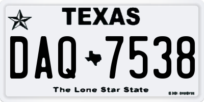 TX license plate DAQ7538