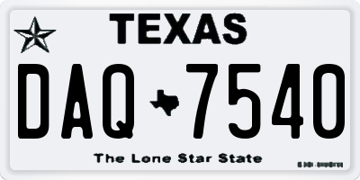 TX license plate DAQ7540
