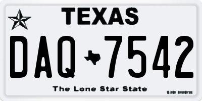 TX license plate DAQ7542