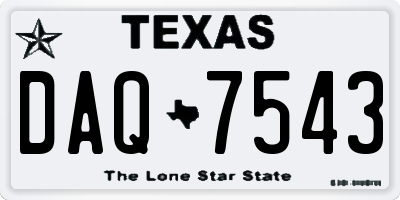 TX license plate DAQ7543