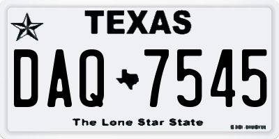 TX license plate DAQ7545