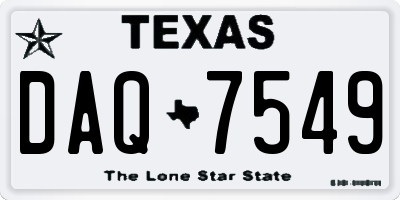 TX license plate DAQ7549