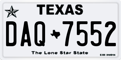 TX license plate DAQ7552