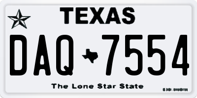 TX license plate DAQ7554