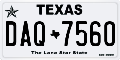 TX license plate DAQ7560