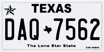 TX license plate DAQ7562