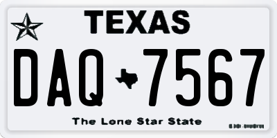 TX license plate DAQ7567