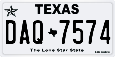 TX license plate DAQ7574