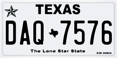 TX license plate DAQ7576