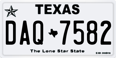 TX license plate DAQ7582