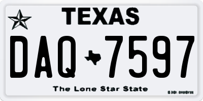 TX license plate DAQ7597