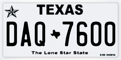 TX license plate DAQ7600