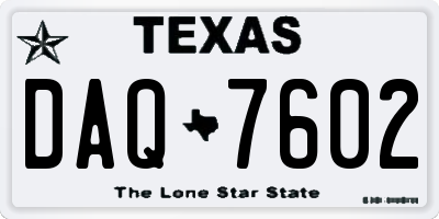 TX license plate DAQ7602
