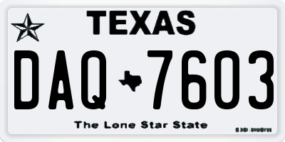 TX license plate DAQ7603
