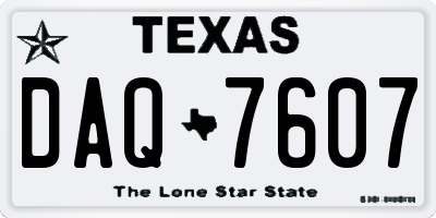 TX license plate DAQ7607