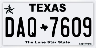 TX license plate DAQ7609