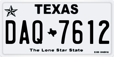 TX license plate DAQ7612