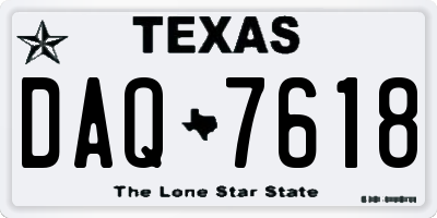 TX license plate DAQ7618
