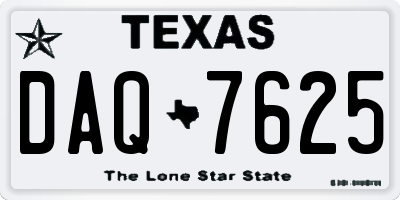 TX license plate DAQ7625