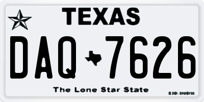 TX license plate DAQ7626