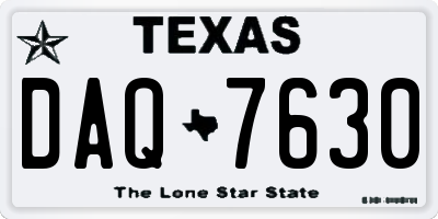 TX license plate DAQ7630