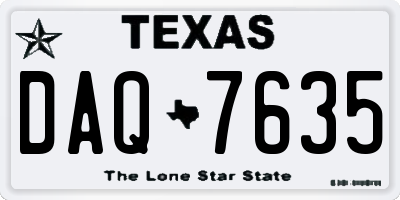 TX license plate DAQ7635