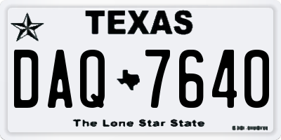 TX license plate DAQ7640