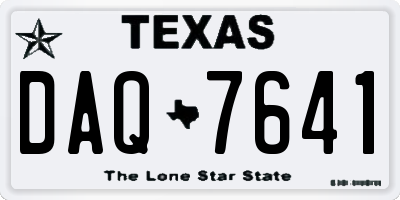 TX license plate DAQ7641