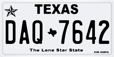 TX license plate DAQ7642