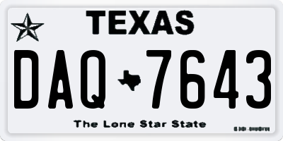 TX license plate DAQ7643