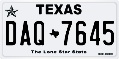 TX license plate DAQ7645