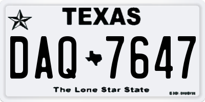 TX license plate DAQ7647
