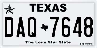 TX license plate DAQ7648
