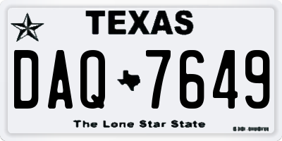 TX license plate DAQ7649