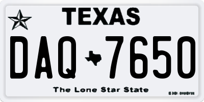TX license plate DAQ7650