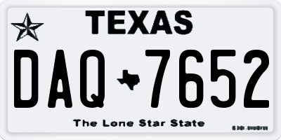 TX license plate DAQ7652
