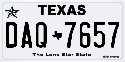 TX license plate DAQ7657
