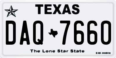 TX license plate DAQ7660