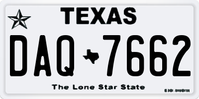 TX license plate DAQ7662