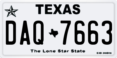 TX license plate DAQ7663