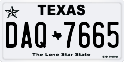 TX license plate DAQ7665