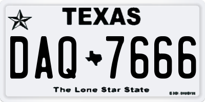 TX license plate DAQ7666