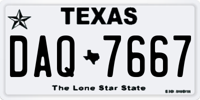 TX license plate DAQ7667
