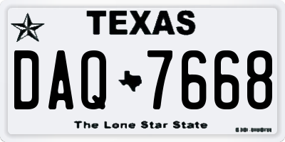 TX license plate DAQ7668