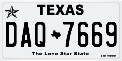 TX license plate DAQ7669