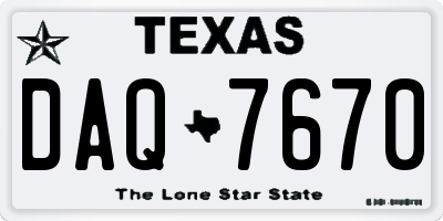 TX license plate DAQ7670
