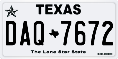 TX license plate DAQ7672