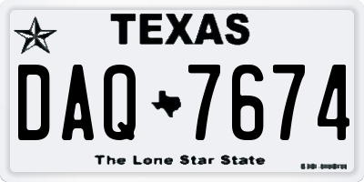 TX license plate DAQ7674